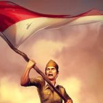 Ilustrasi Gambar Seorang Pejuang Mengibarkan Bendera. Ist.